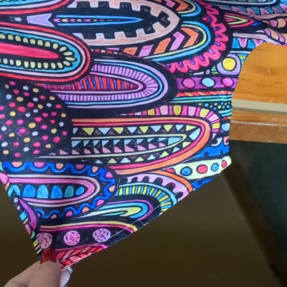 Boho hippie chic printed 3/4 sleeve asymmetrical hem ladies 2x blouse tunic top - Picture 4 of 6